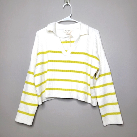 NWT JESSICA SIMPSON Striped Collared Sweater Medium - Picture 1 of 7